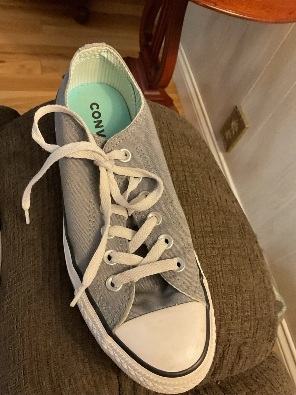 Converse All Star Double Tongue Womens Size 7 Sneakers Gray & Aqua